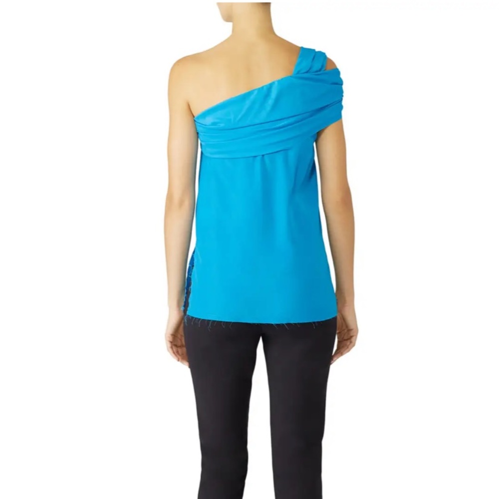 Baja East 2 Blue Knotted One Shoulder Top - Picture 2 of 11